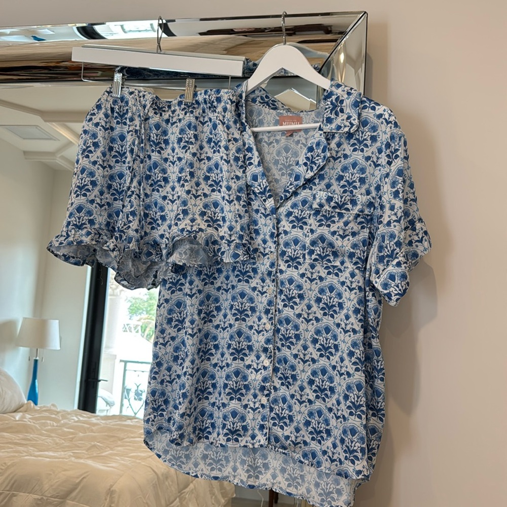Show Me Your MuMu Blue and White Pajama Set